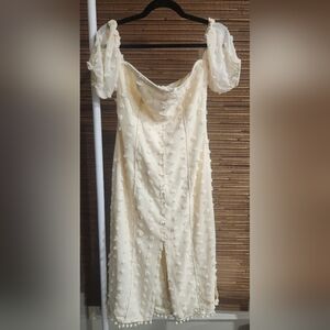 Tularosa Cream Long Sleeve Dress with Floral Details